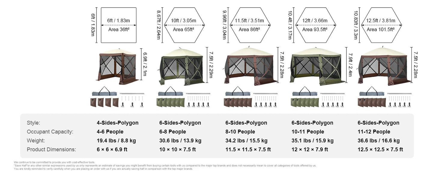 Pop Up Gazebo Tent With Wind Cloths Mesh Windows Privacy