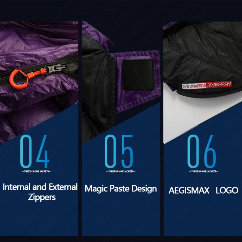 AEGISMAX Goose Down Sleeping Bag 700FP Ultralight Envelope Style