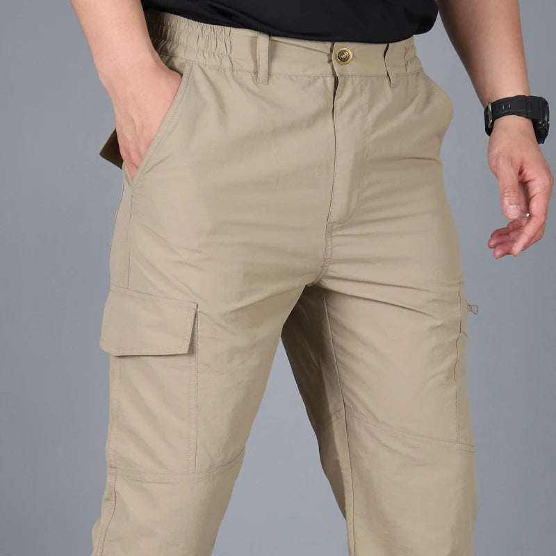 NONECN Mens Summer Tactical Cargo Pants Lightweight Waterproof Outdoor Hiking