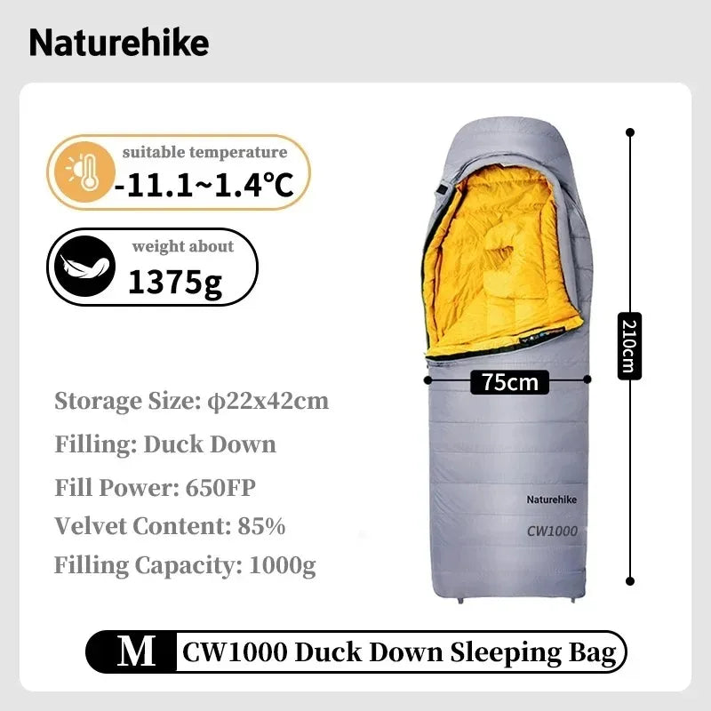 Naturehike CW700 Ultralight Winter Duck Down Sleeping Bag 650FP Waterproof