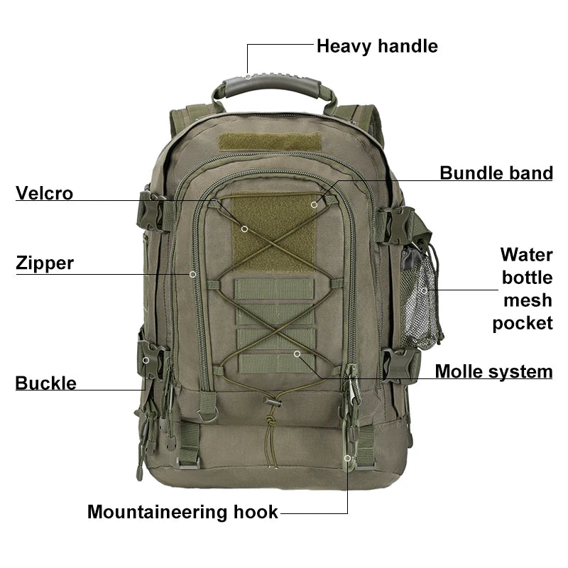 LQARMY Tactical Backpack Molle Camping Rucksack For Travel