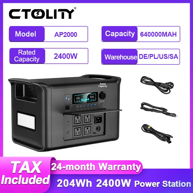LiFePO4 2400W Portable Power Station 2048Wh Battery Outdoor