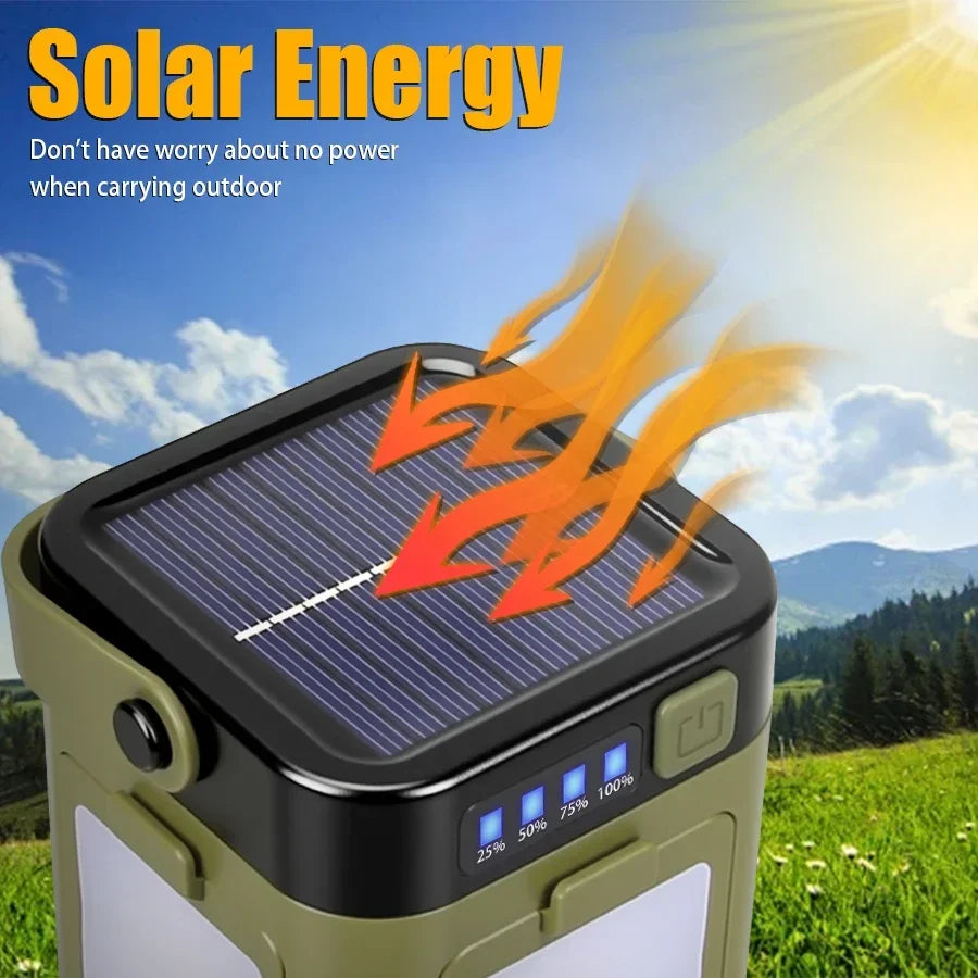 NEWBIRTH Solar Rechargeable LED Camping Lamp Foldable Tent Light