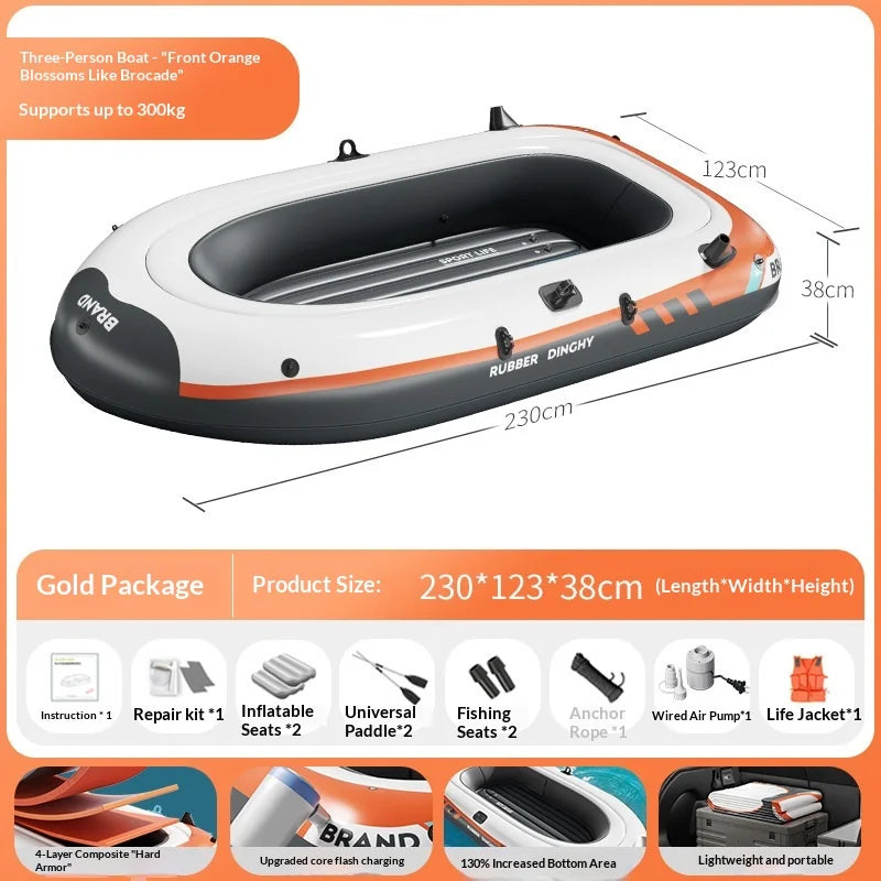 Tandem Inflatable Fishing Kayak Heavy Duty Wear Resistant