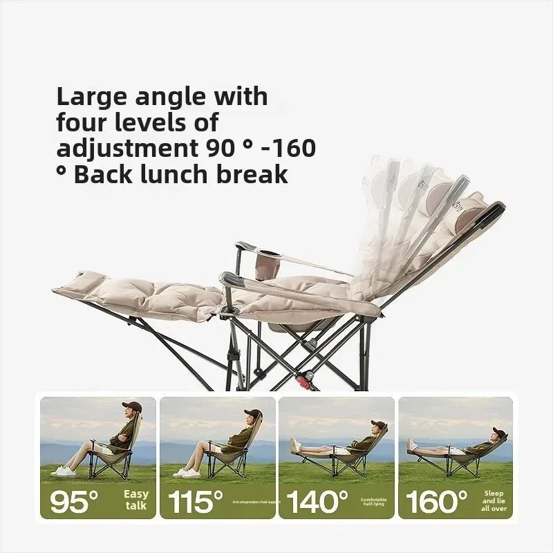LIUSHADUOLA Folding Recliner Portable Camping Chair with Adjustable Backrest