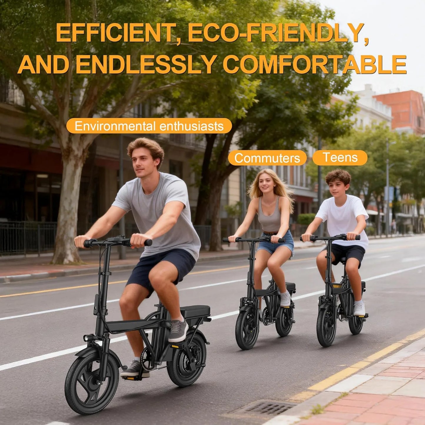 Ladped Foldable Electric Bike 500W 48V Long Range Dual Seat