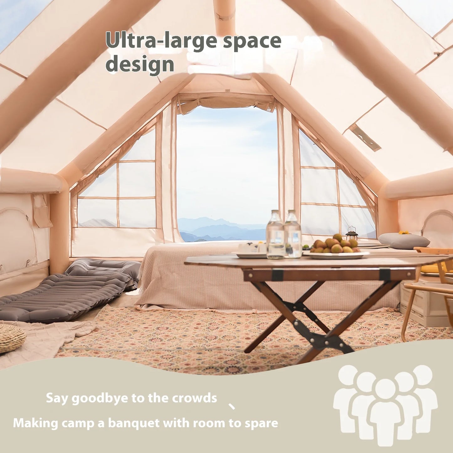 Pakicetus Inflatable Camping Tent With Stove Plug For Outdoors