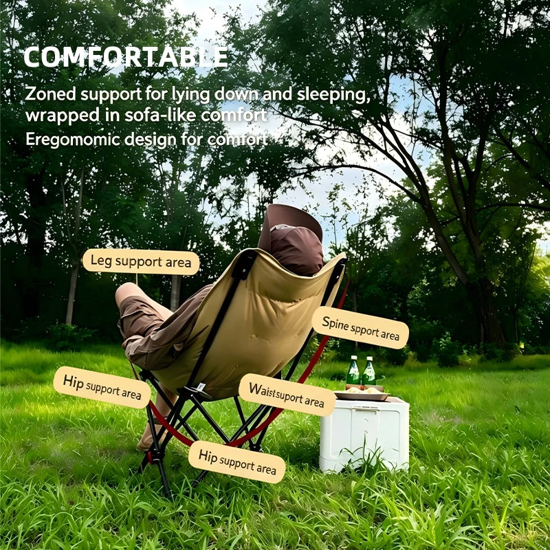 Moon Chair Portable Camping Chair With Cotton Padded Backrest