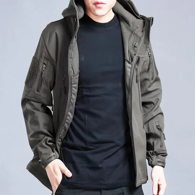 Mazerout Winter Tactical Jackets Waterproof Fleece Hooded Coat