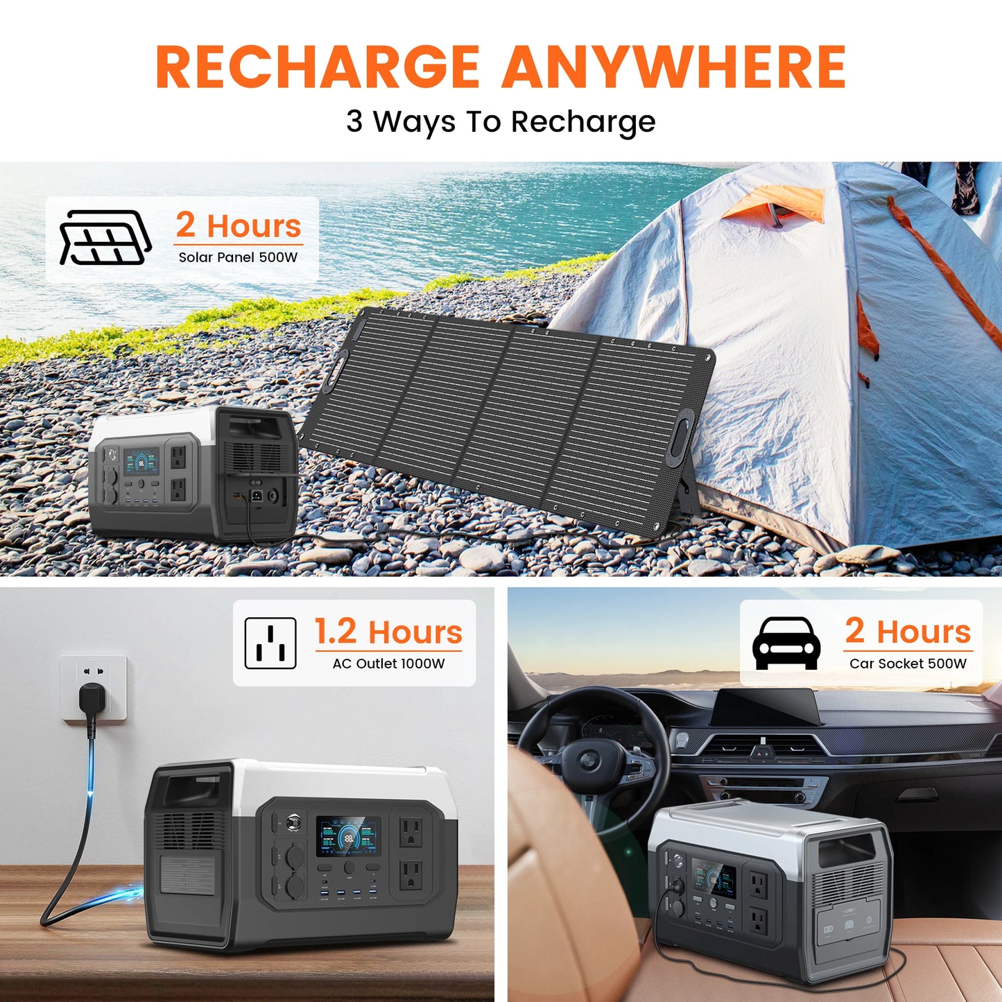 CTOLITY XP1000 1800W Portable Solar Generator With 1024Wh LiFePO4 Battery