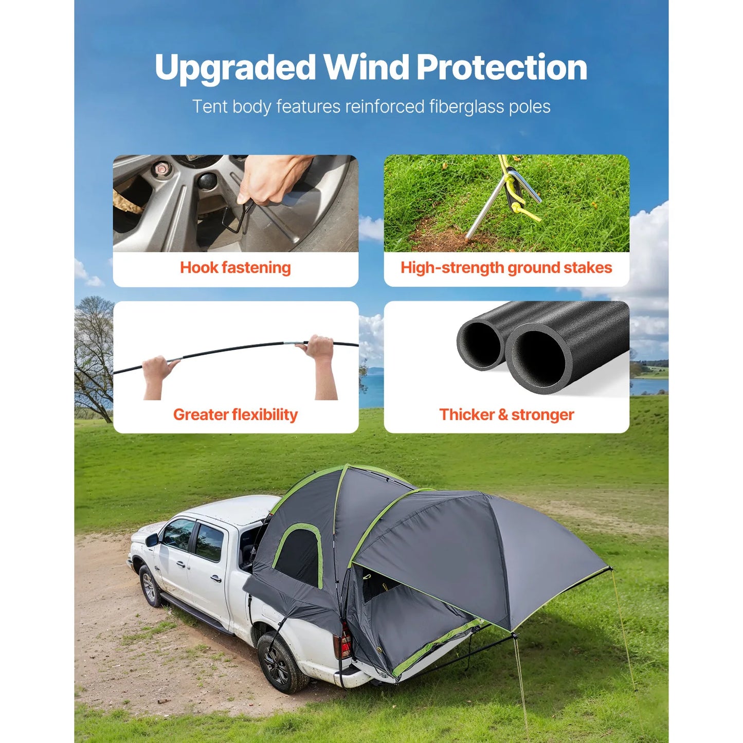 SucceBuy Pickup Truck Tent With Waterproof PU2000 And Awning
