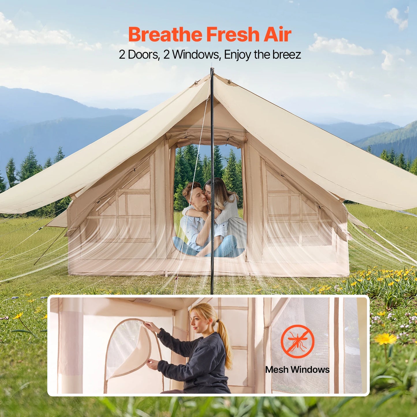 SucceBuy Inflatable Tent for 3 to 5 People Hand Pump