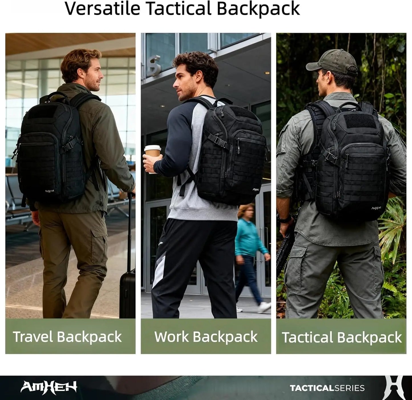 32L Military Tactical Backpack - Rugged Molle Pack for 17' Laptop, Black