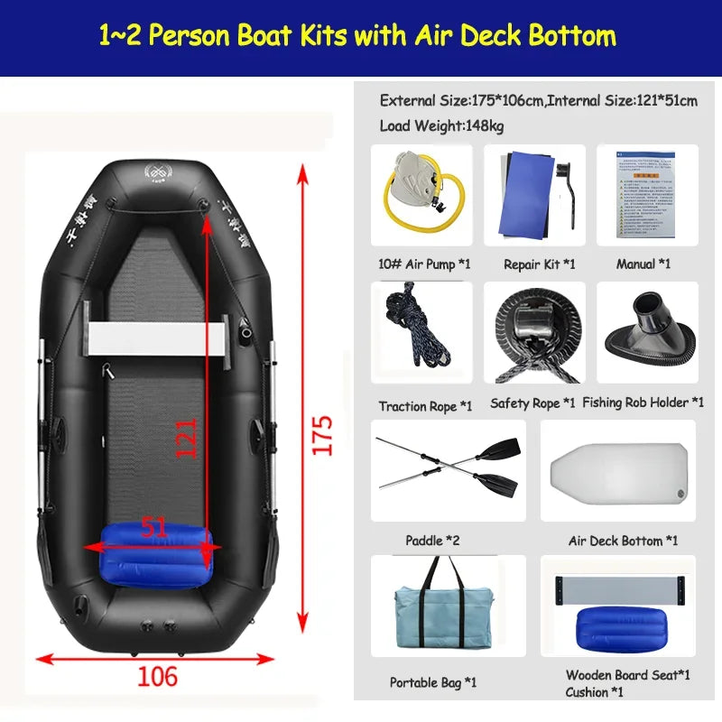 IHOMEINF Foldable Inflatable Boat Raft for Adults Dinghy TearResistant