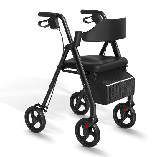 Maidesite Foldable Rollator Walker For Seniors With Seat And Aluminum