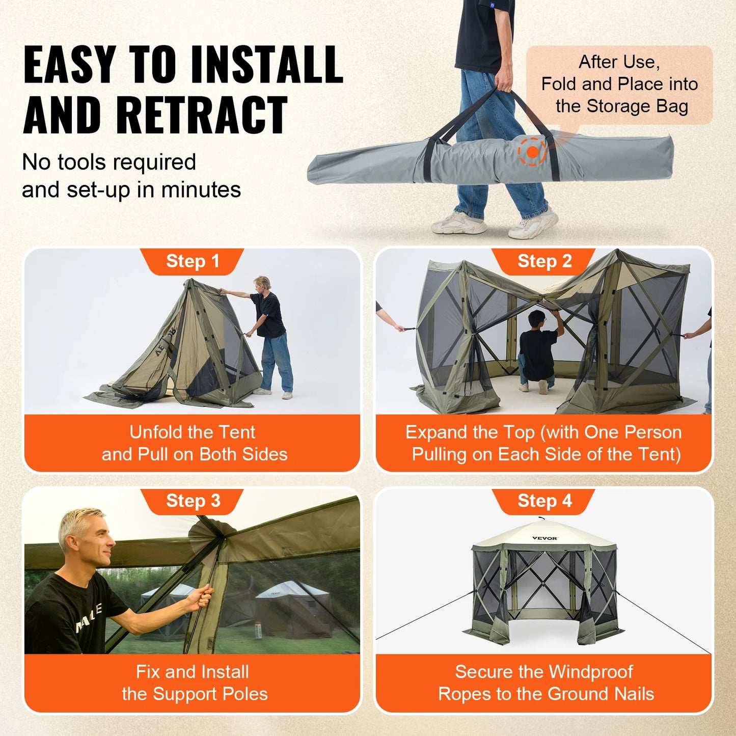 SucceBuy Pop Up Gazebo Tent 6Sided Canopy Sun Shelter