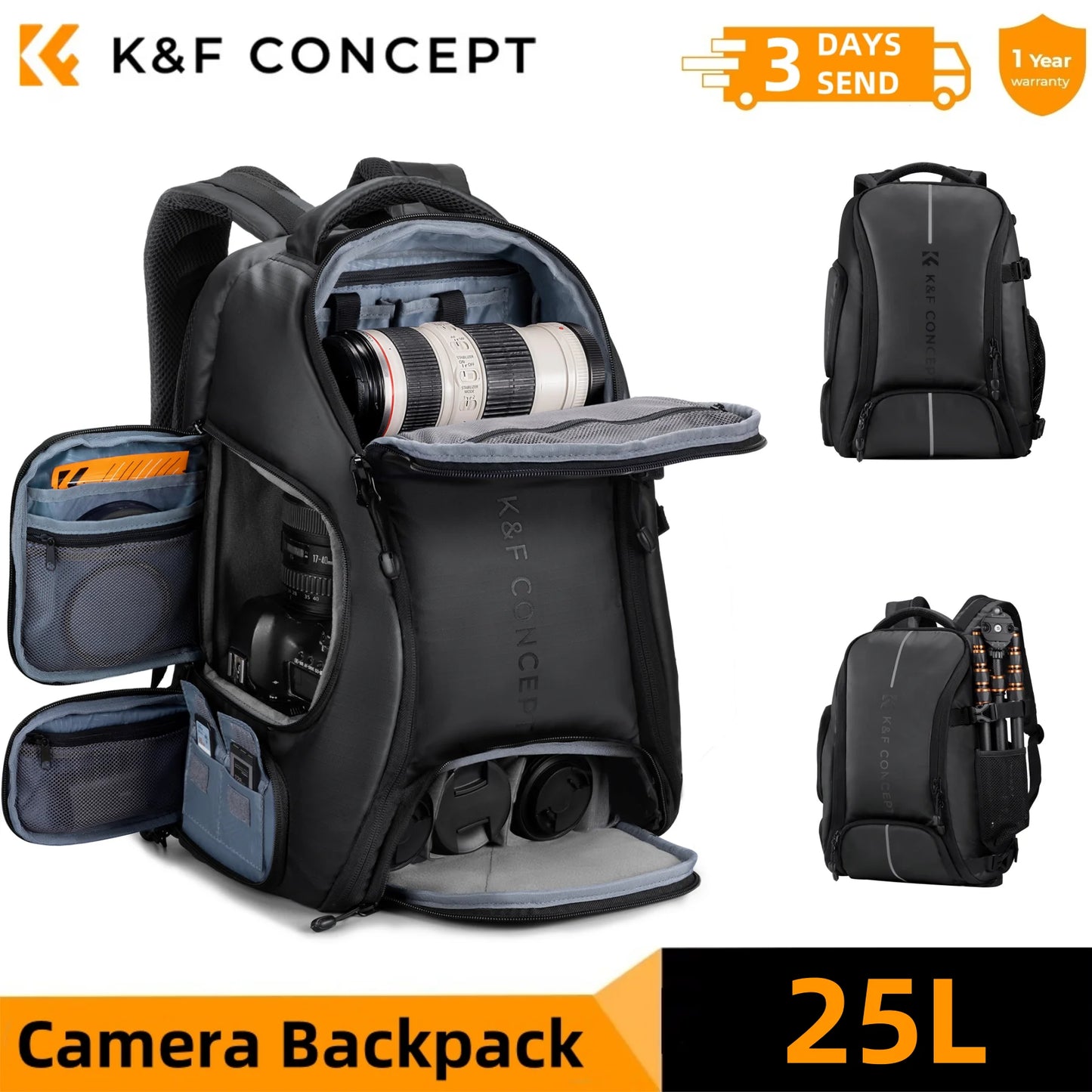 K&F CONCEPT Camera Backpack for Canon Sony DJI DSLR Laptop