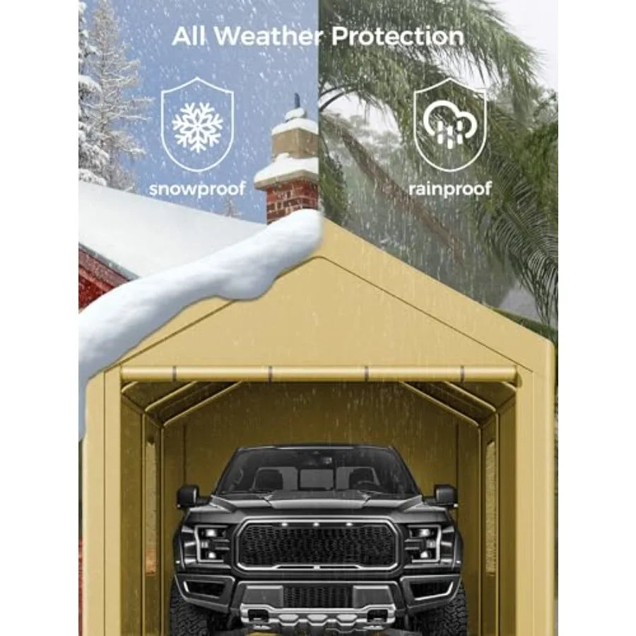 Portable Carport Canopy Shelter With Sidewalls And Roll Up Door