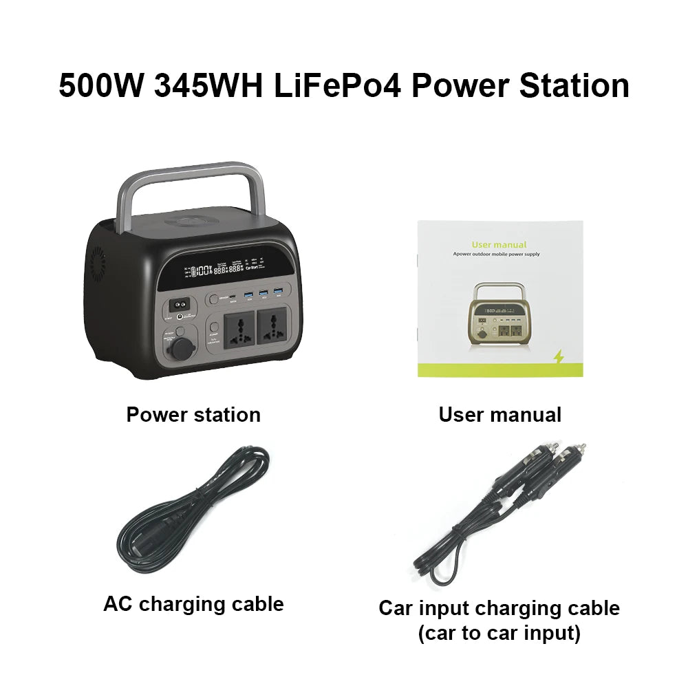 CTOLITY 500W Camping Power Station LiFePO4 345.6Wh Solar Generator