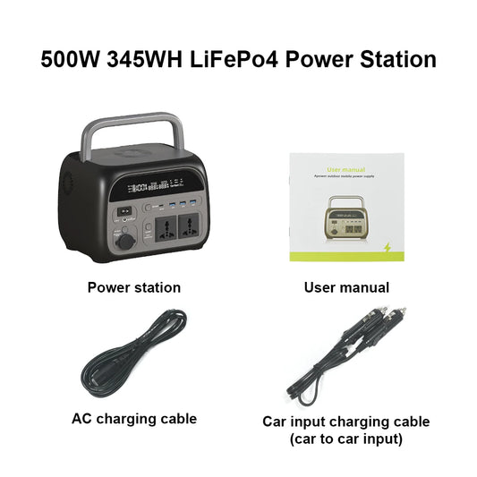 CTOLITY 500W Camping Power Station LiFePO4 345.6Wh Solar Generator