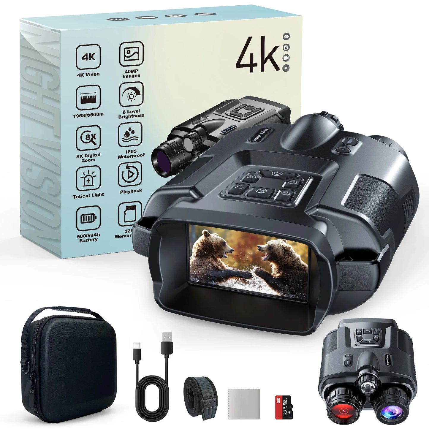 Letcmoi Night Vision Binoculars Infrared Tactical Light