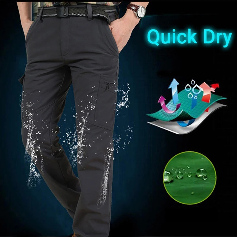 NONECN Mens Summer Tactical Cargo Pants Lightweight Waterproof Outdoor Hiking