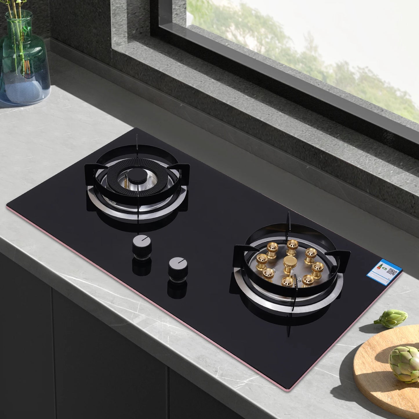 NONE Double Gas Stove Hob Natural Gas Stainless Steel