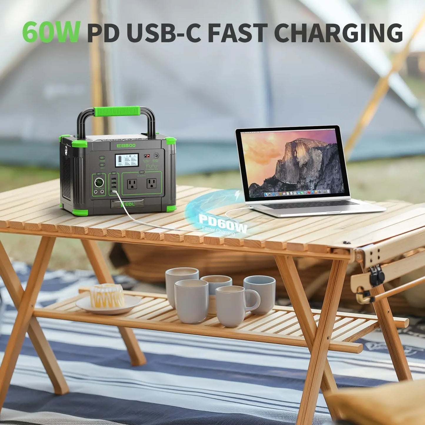 EB500 519Wh Portable Power Station With 1000W Peak USBC PD