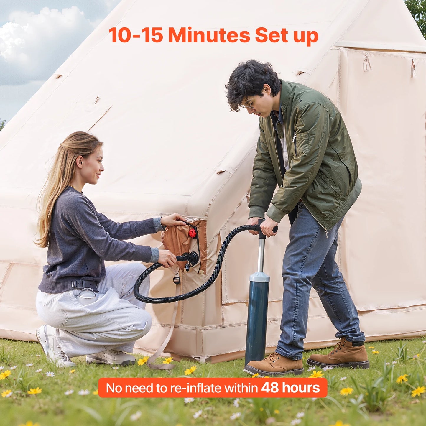 SucceBuy Inflatable Tent for 3 to 5 People Hand Pump