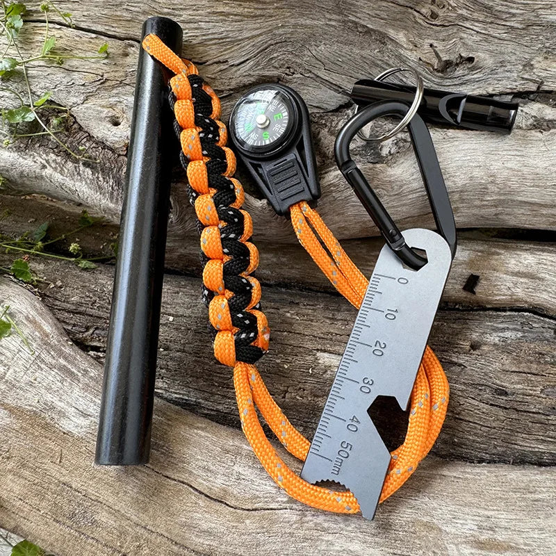 ShineTrip Survival Fire Starter Magnesium Flint Rod Kit Compass