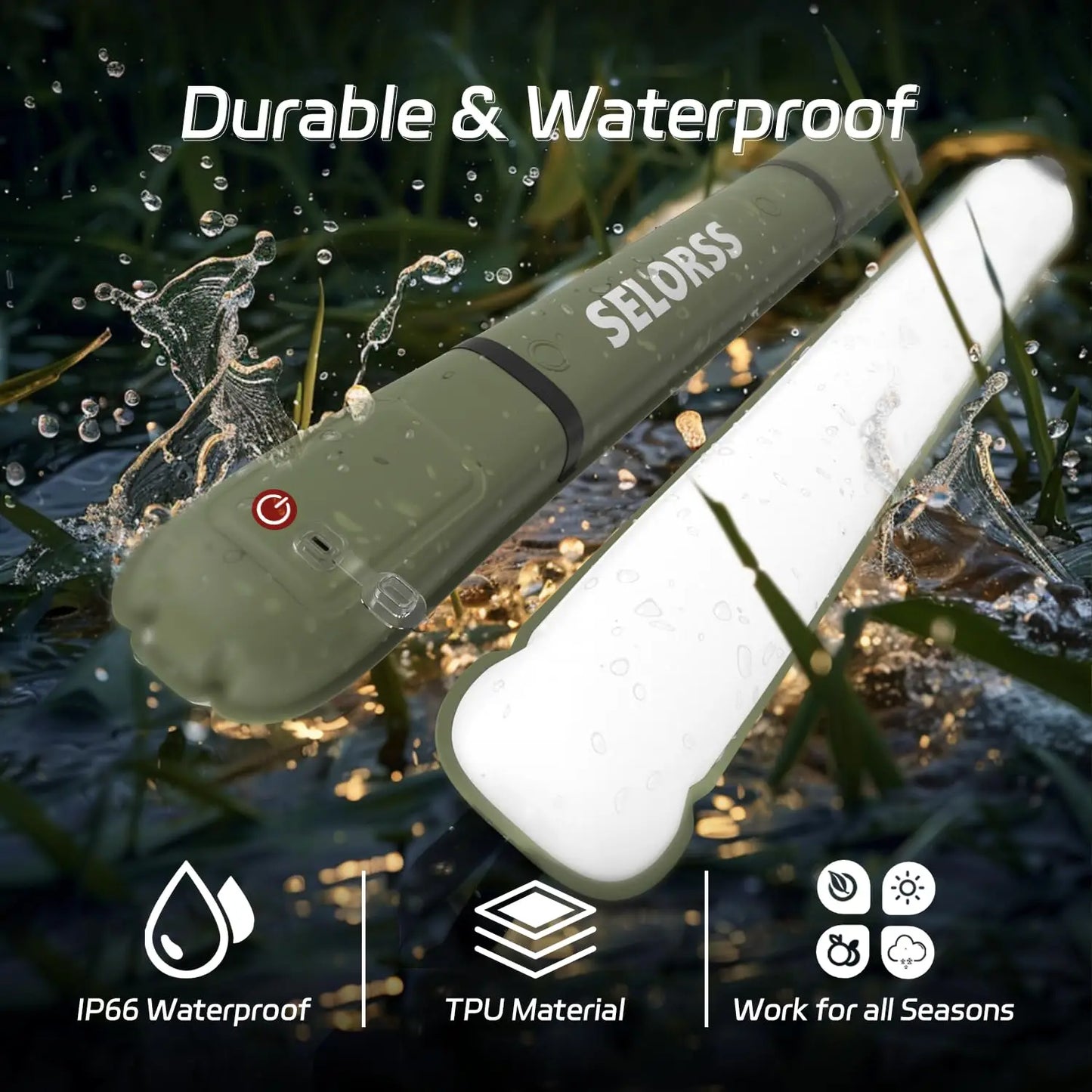 Rechargeable Portable Camping Light 2000mAh Waterproof Spotlight Lighting