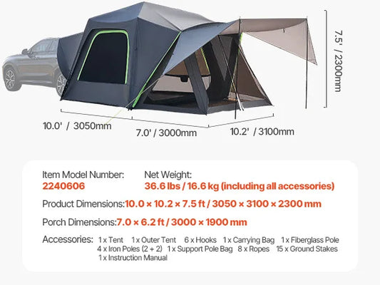SucceBuy SUV Tent Camping Waterproof Double Layer Shelter