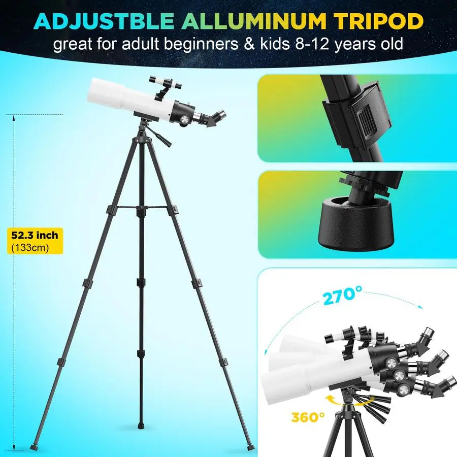 150X Portable Refracting Telescope For Adults And Kids