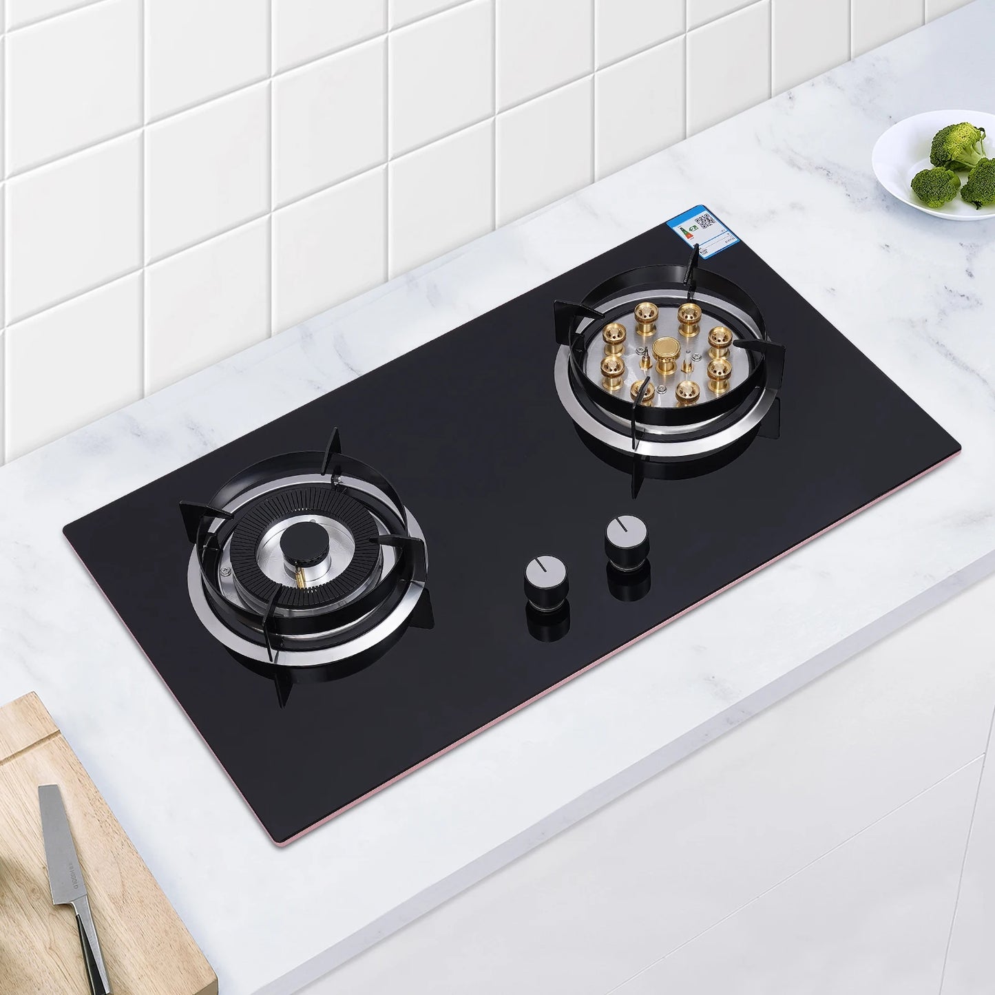 NONE Double Gas Stove Hob Natural Gas Stainless Steel