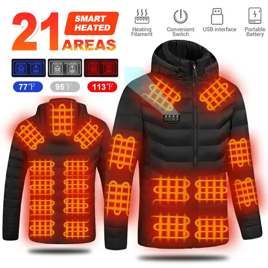 LEOSOXSCN 21 Areas Heated Jacket Unisex USB Self Heating