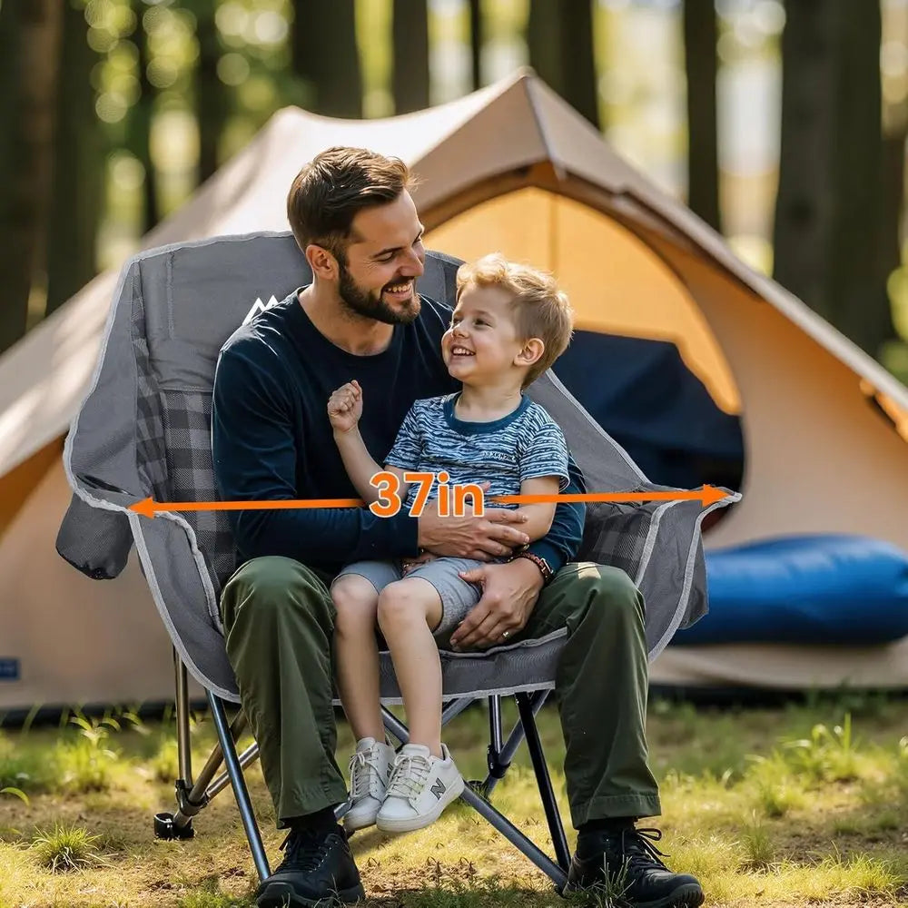 Oversized Padded Camping Chair With Cup Holder And 450Lb Capacity