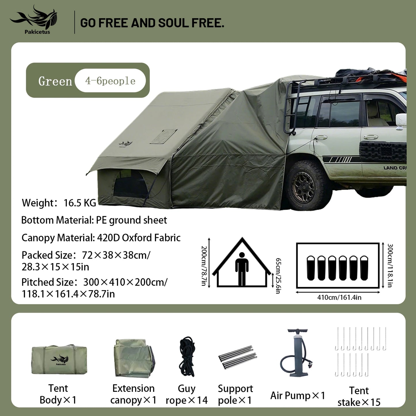 Pakicetus Quick Setup Inflatable Camping Tent Waterproof Carry Bag