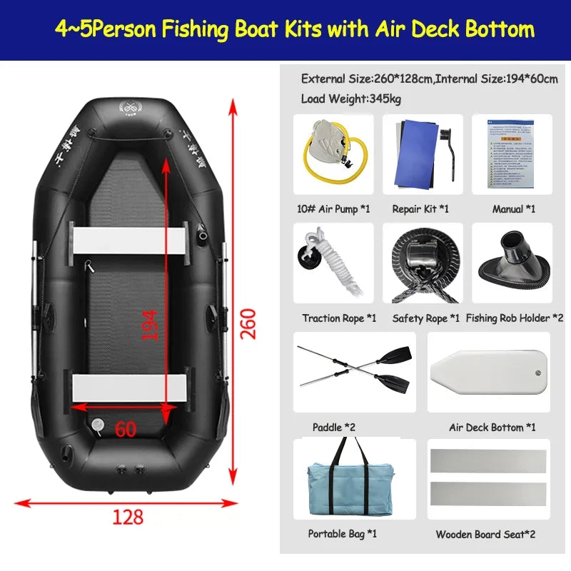 IHOMEINF Foldable Inflatable Boat Raft for Adults Dinghy TearResistant