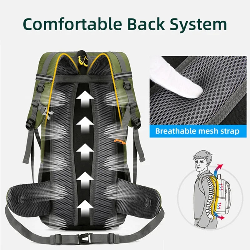 Scione Unisex Travel Backpack Nylon Water Resistant Hiking Bag