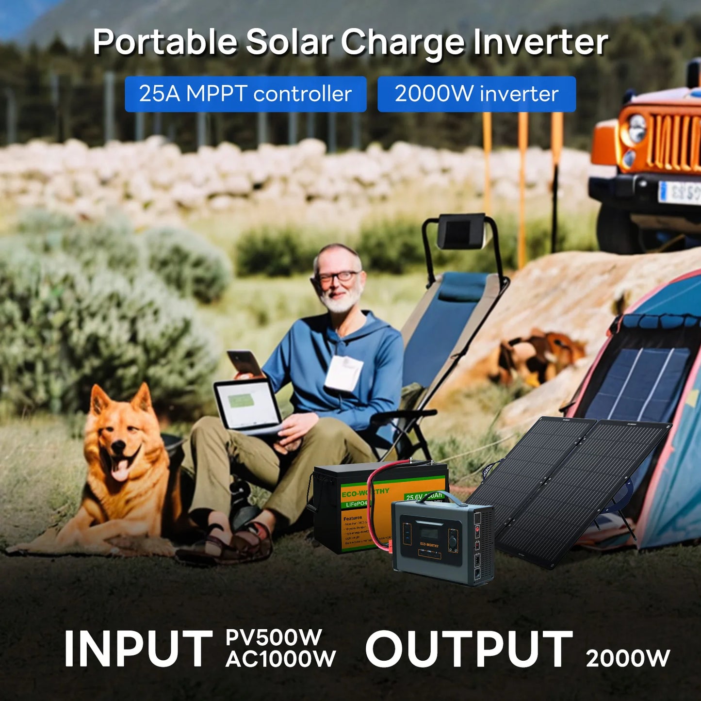ECO-WORTHY 2000W Portable Inverter Charger With MPPT Solar Controller