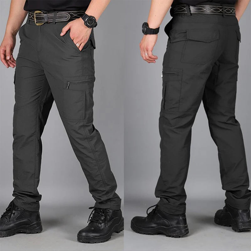 NONECN Mens Summer Tactical Cargo Pants Lightweight Waterproof Outdoor Hiking