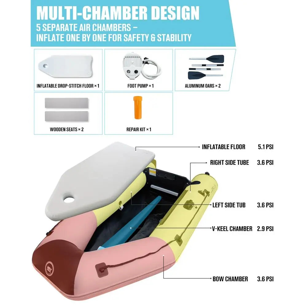 Inflatable Dinghy Boat With Drop Floor For Adults And Oars