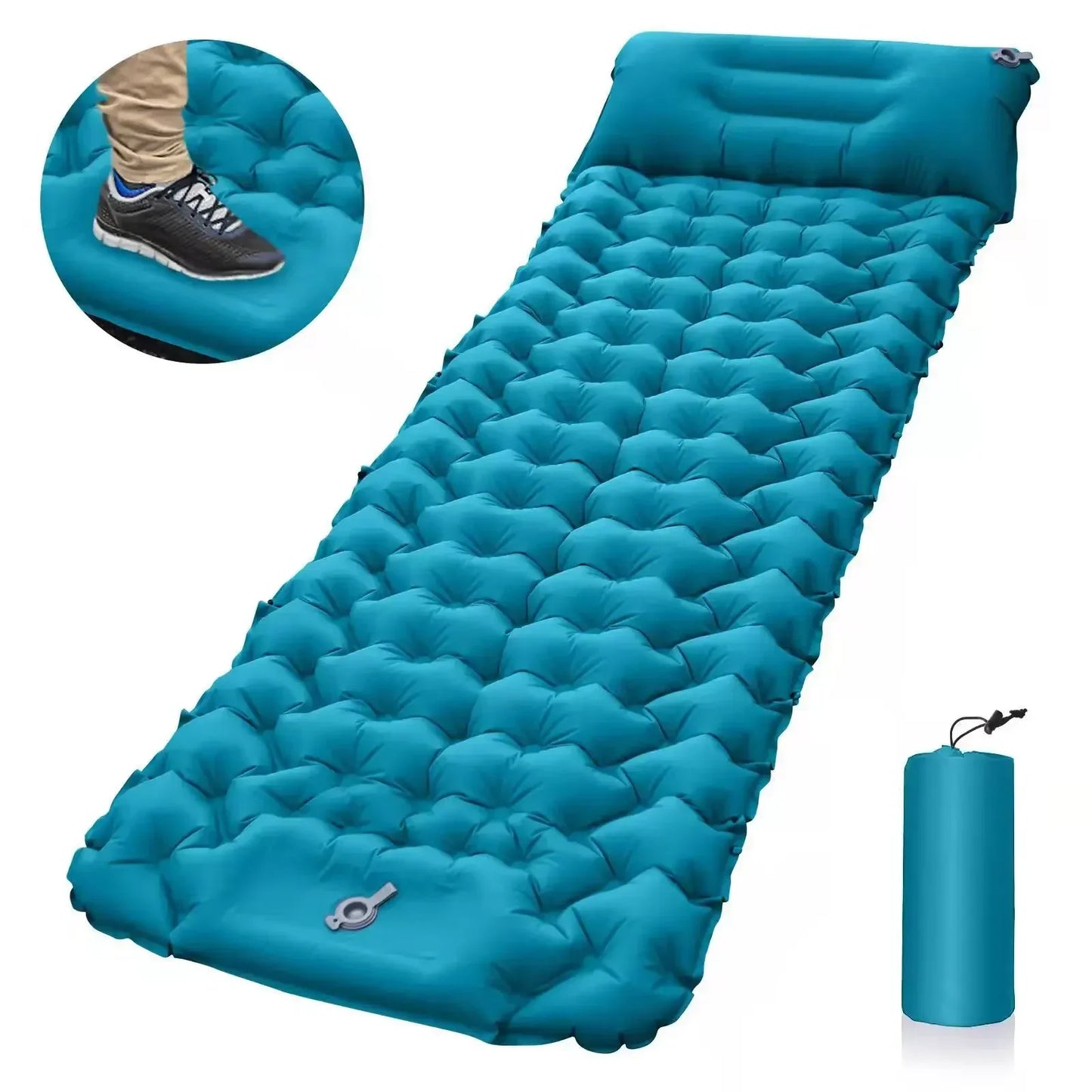 LAAOVE Outdoor Sleeping Pad Inflatable Mattress With Built-In Pump Pillows