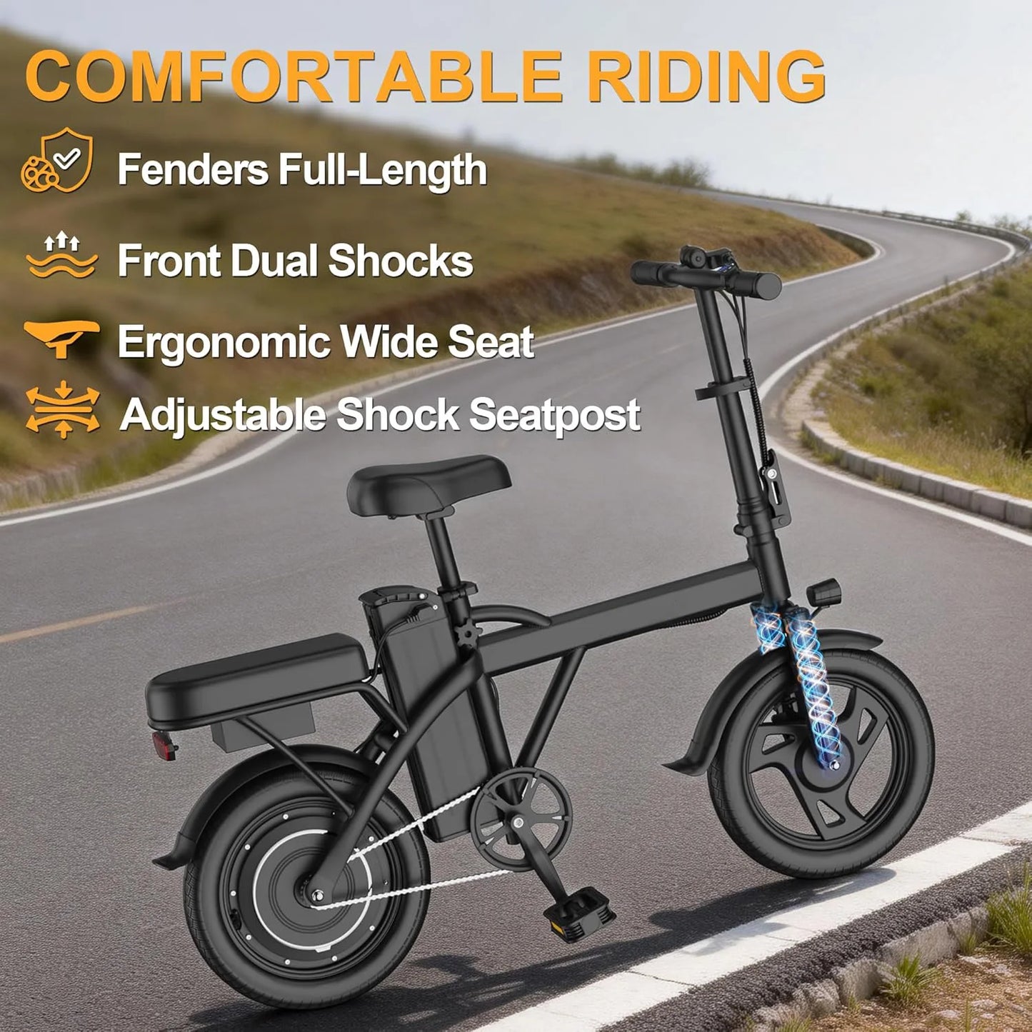 Ladped Foldable Electric Bike 500W 48V Long Range Dual Seat