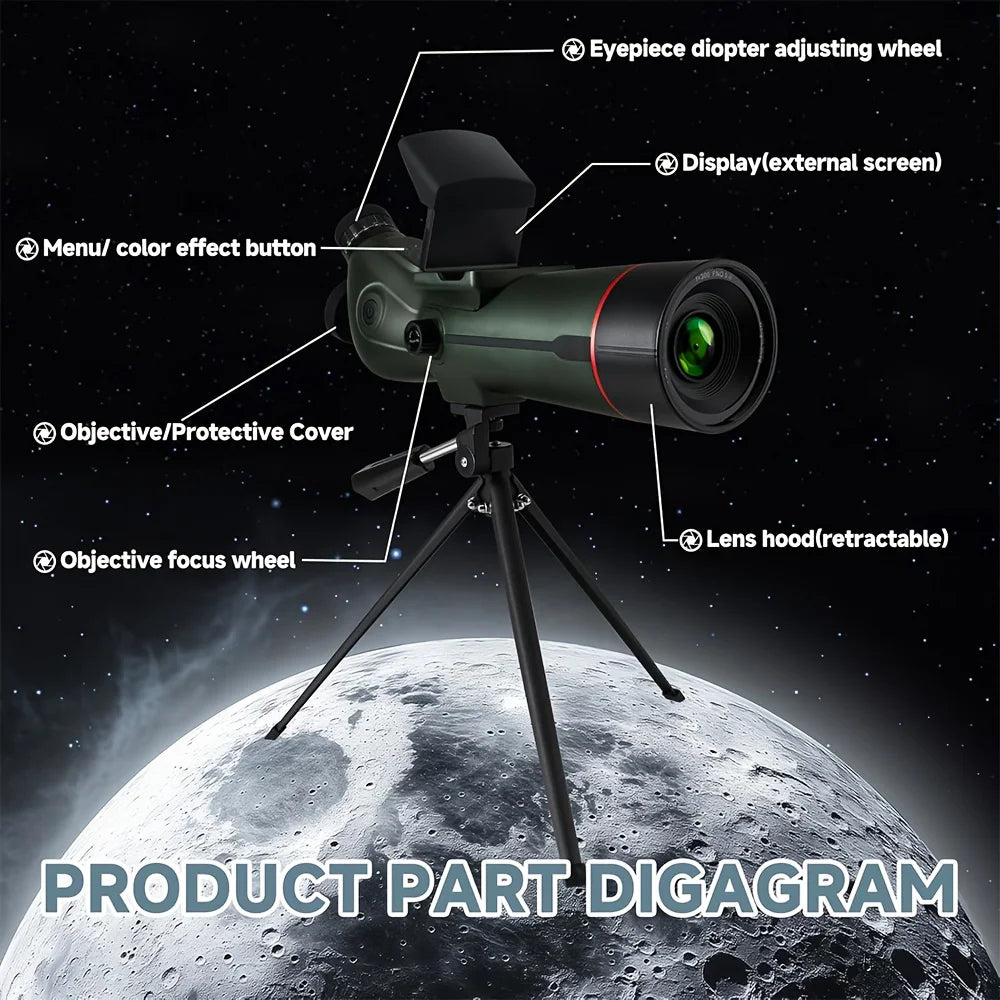 HrvzdvwEyepiece Digital Spotting Scope With 4K Screen And Tripod