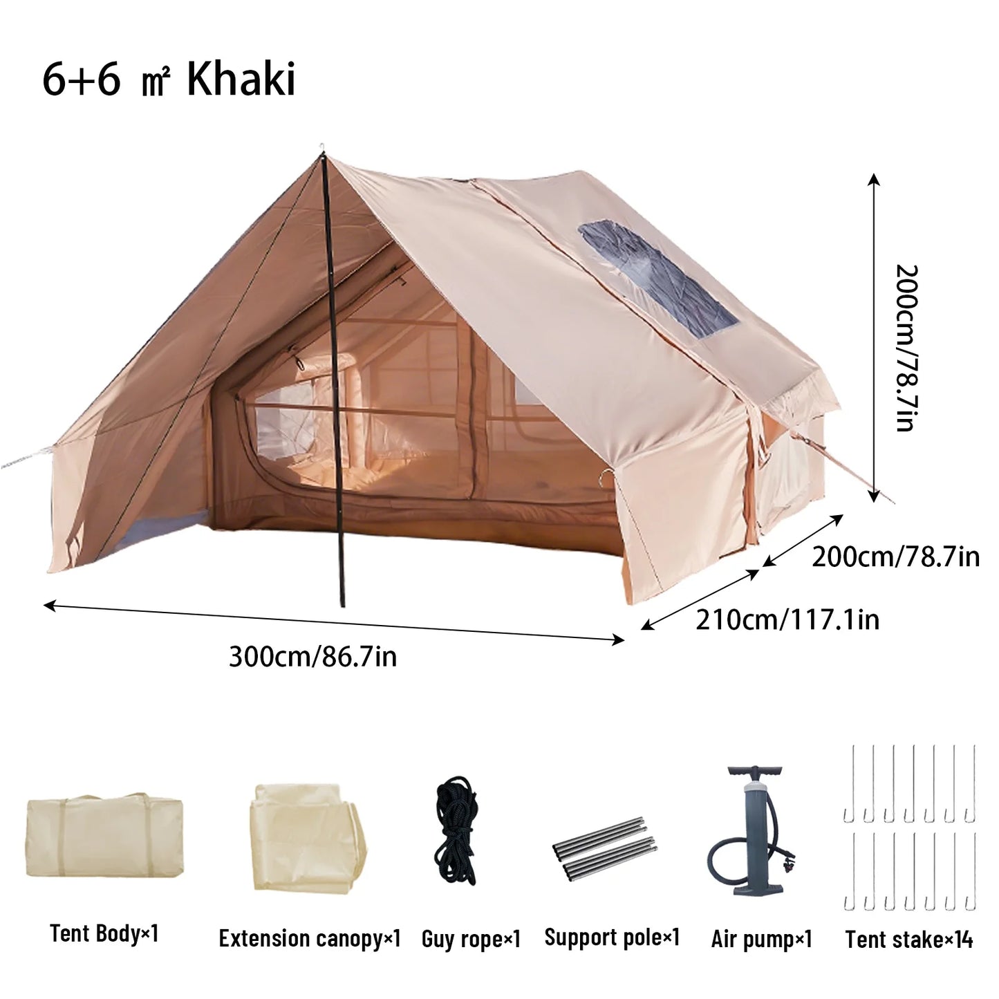 Pakicetus Inflatable Tent With Skylight Quick Setup For Families