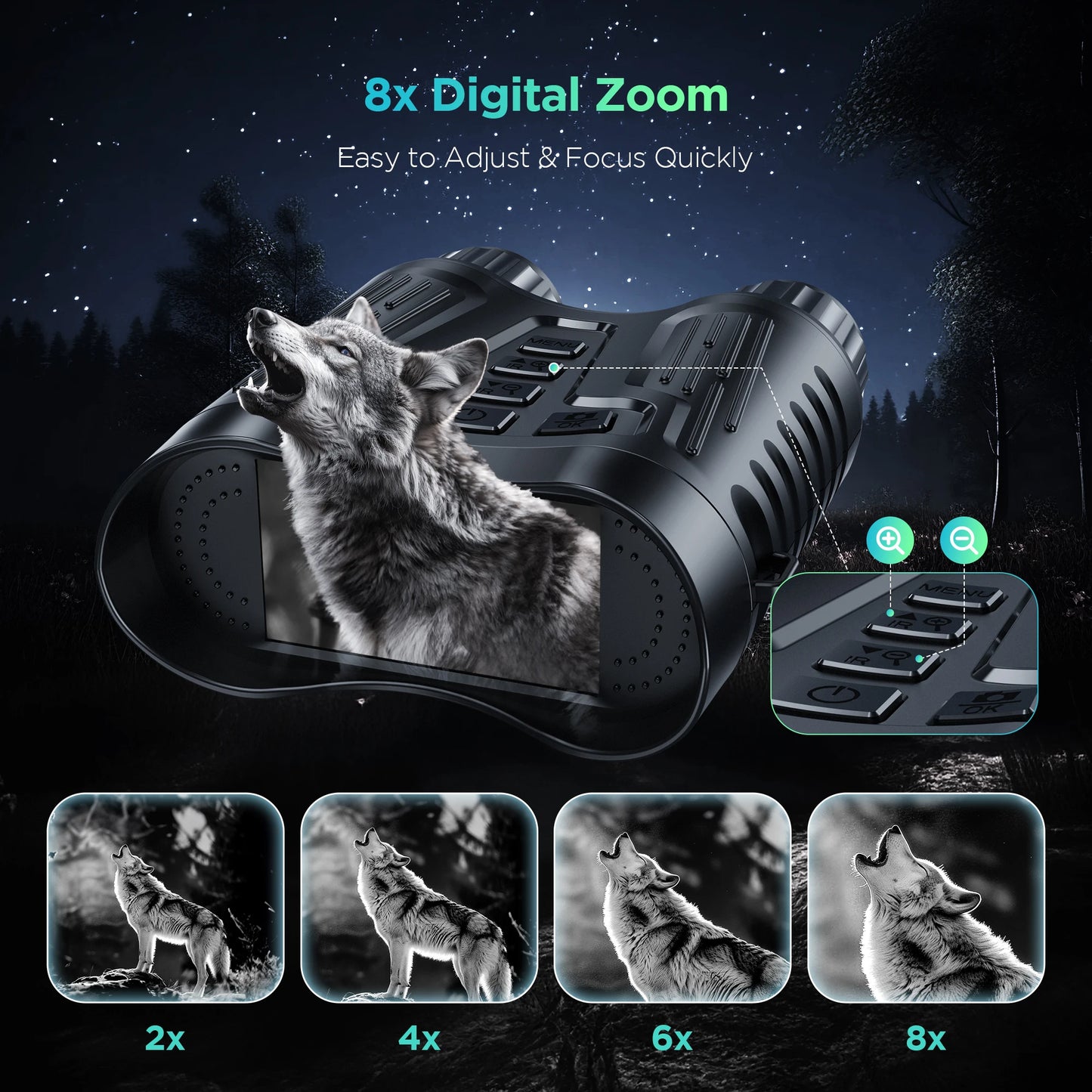 Letcmoi Rechargeable Night Vision Binoculars 8X Hunting