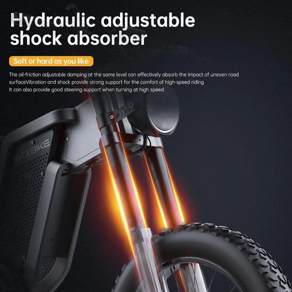 X21 Adult Electric Dirt Bike, 4000W Peak 34MPH 75 Miles, 48V 35Ah Battery, 20" Fat Tire Full Suspension Electric Mountain Bike