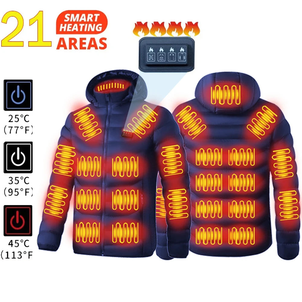 LEOSOXSCN 21 Areas Heated Jacket Unisex USB Self Heating