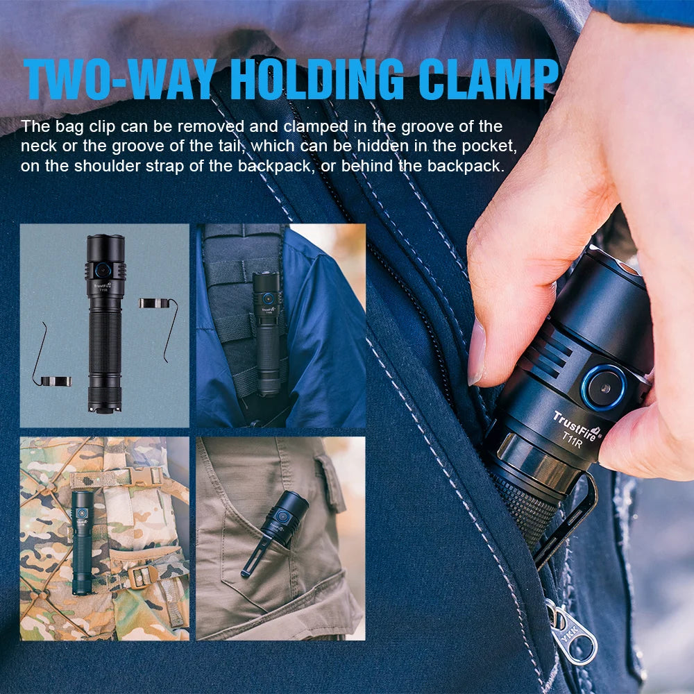 TrustFire T11R 1800 Lumen Tactical LED Flashlight USB Type C